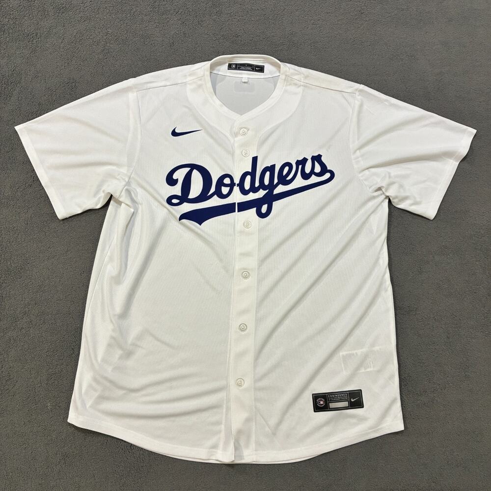 Nike Los Angeles Dodgers Home Jersey White Blue MLB Baseball Men's Size Large